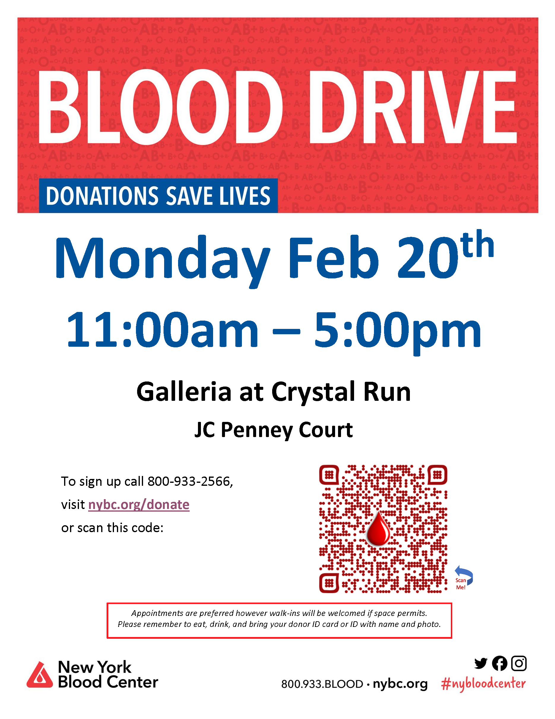 Flyer Feb 20 blood drive