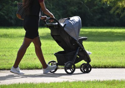 Mom pushing a stroller